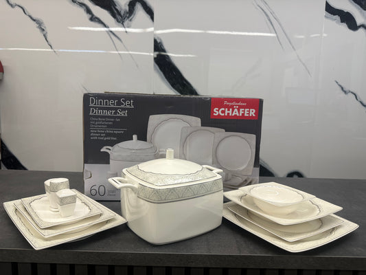 Dinner Set Gabija Schäfer 60 teilig - Komplettes Porzellan-Service für 12 Personen