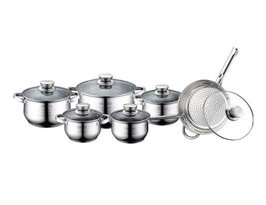 Royalty Line Kochgeschirr Set 12 teilig Edelstahl - Topfset RL-1231 mit Glasdeckeln