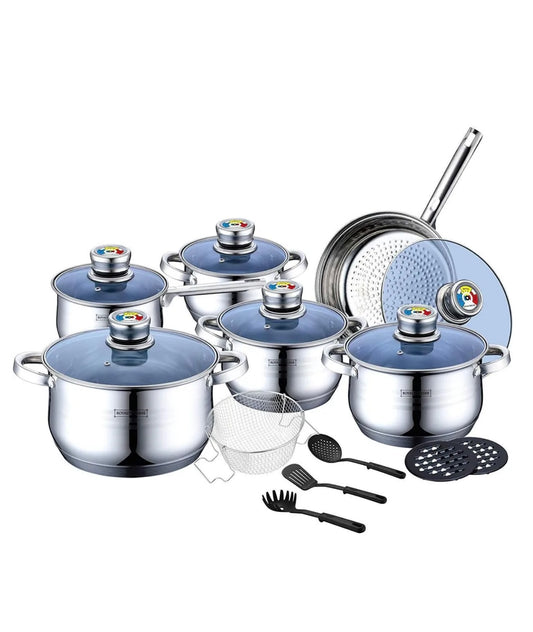 Royalty Line Kochgeschirr Set 18 teilig Edelstahl - Premium Topfset RL-1801B mit Zubehör