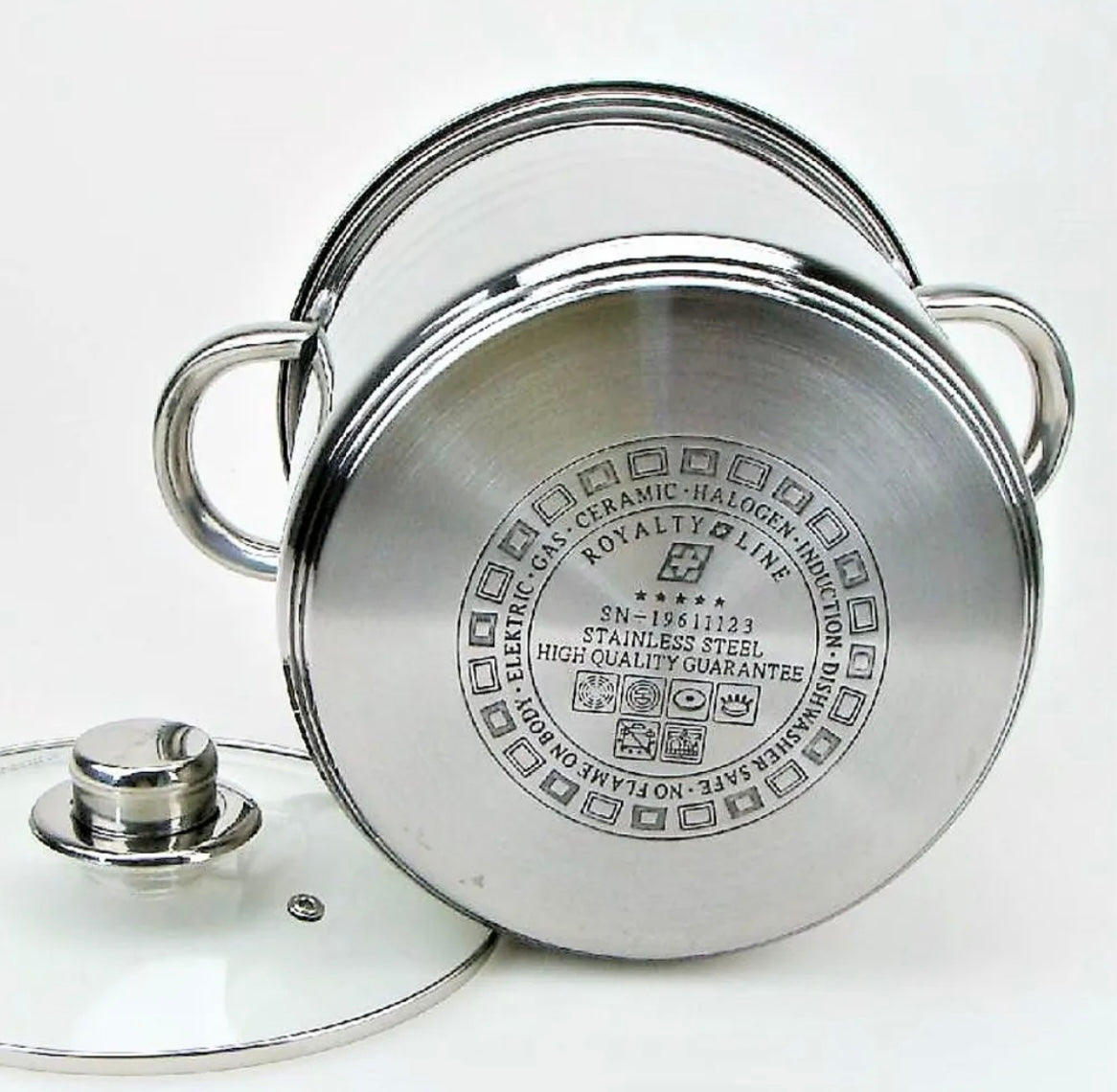 Royalty Line Kochgeschirr Set 12 teilig Edelstahl - Topfset RL-1231 mit Glasdeckeln