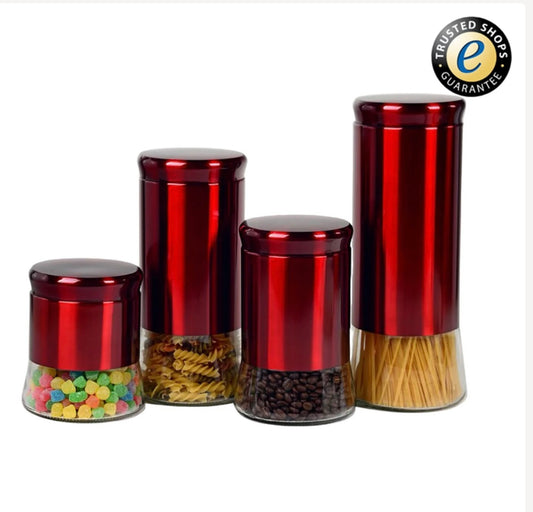 Vorratsdose 1,8L rot Schäfer - Große Edelstahl-Vorratsdose mit Sichtfenster in Rot