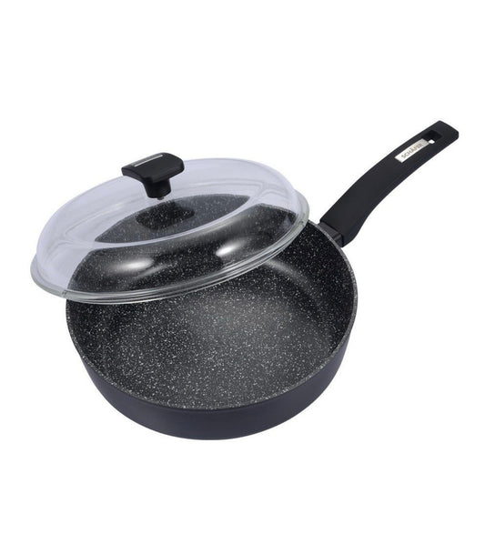 Schmorpfanne mit Glasdeckel 28cm Marble Black Schäfer - Geschmiedetes Aluminium