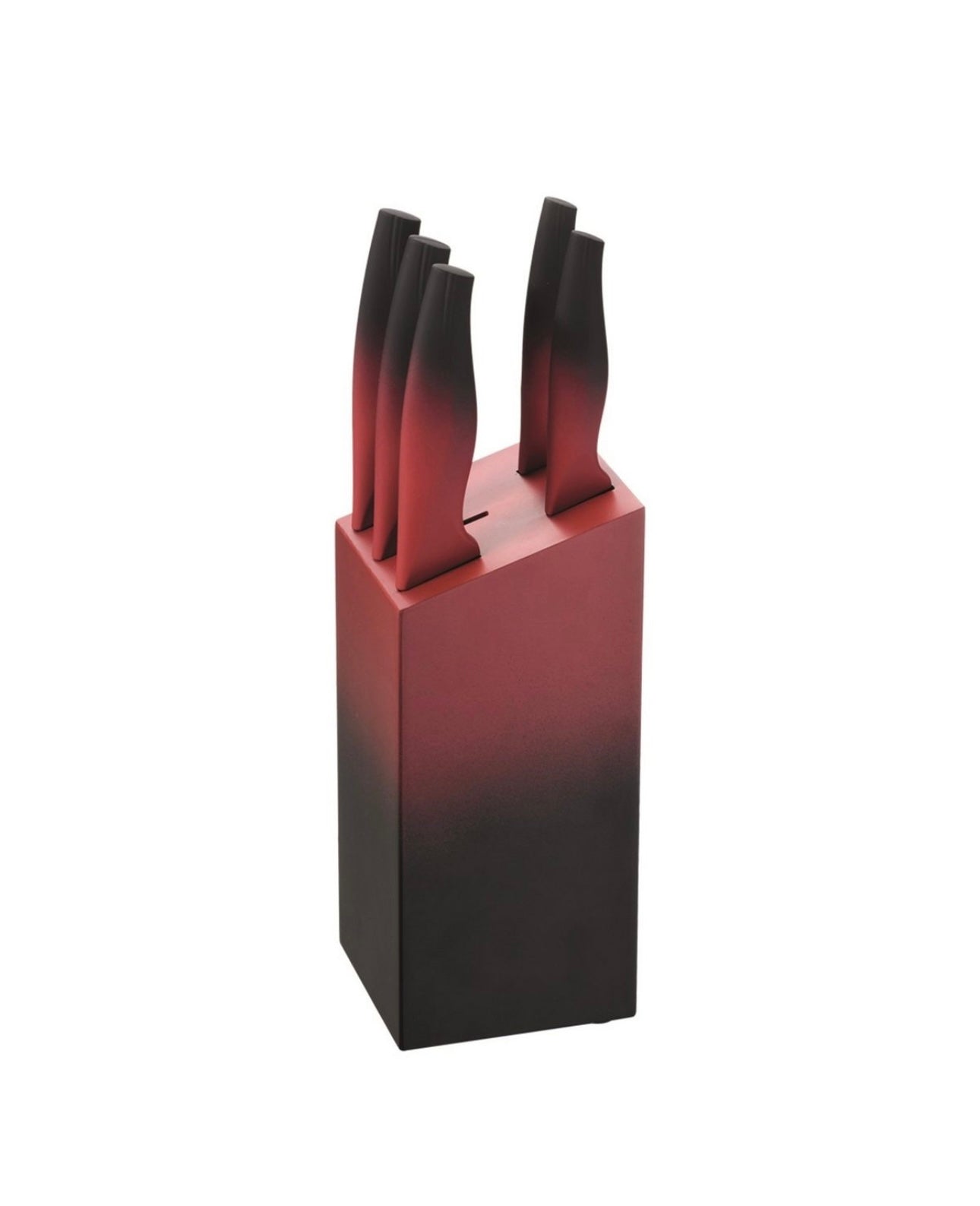 Messerset 6-teilig Michelino rot/schwarz - Komplett-Set mit Holz-Messerblock