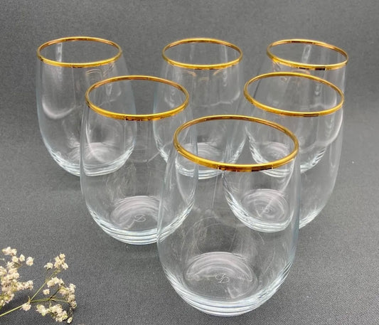 Pasabahce Golden Touch Amber Trinkgläser - 6x 570ml mit goldenem Akzent