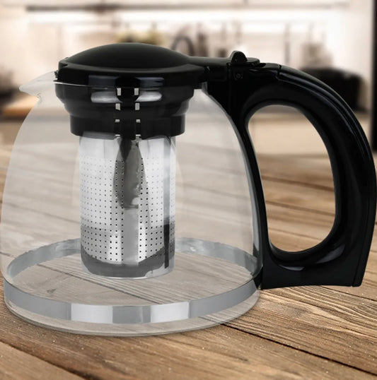 Glas Teekanne mit Edelstahlsieb 1L - Michelino Premium Teekocher