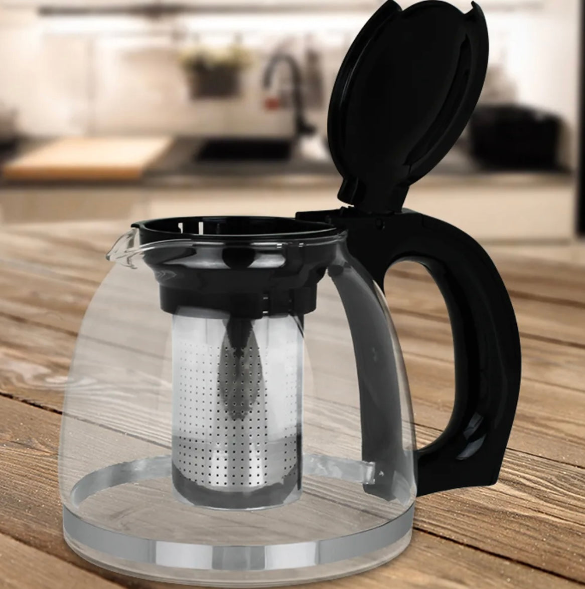 Glas Teekanne mit Edelstahlsieb 1L - Michelino Premium Teekocher