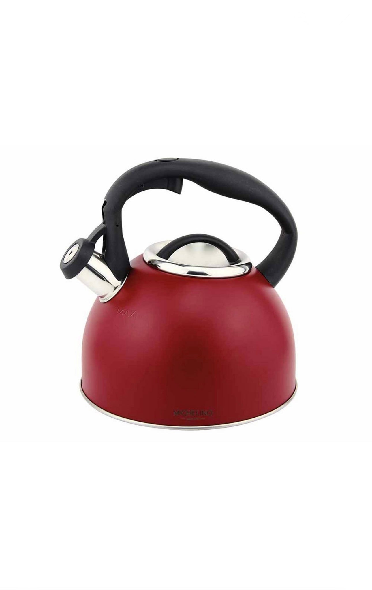 Flötenkessel 2,5L Michelino rot - Edelstahl Wasserkessel mit Pfeifton