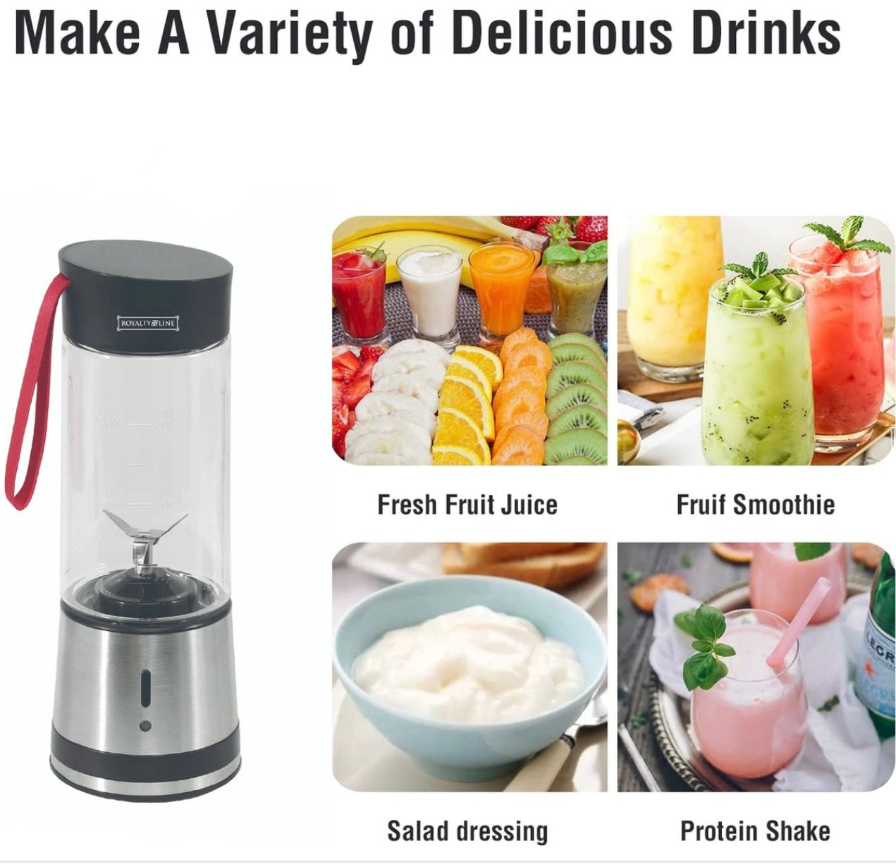 USB Tragbarer Mixer 125W Royalty Line - Kabelloser Smoothie-Mixer