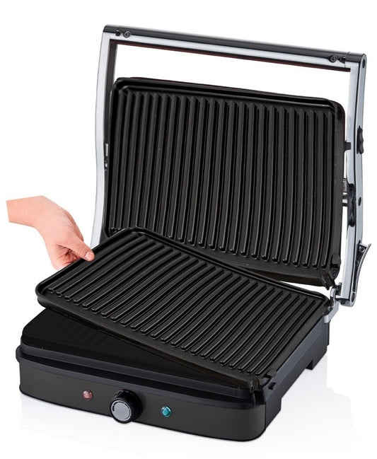 Kontaktgrill Sandwichmaker schwarz Schäfer - 2-in-1 Grillgerät für vielseitige Zubereitung