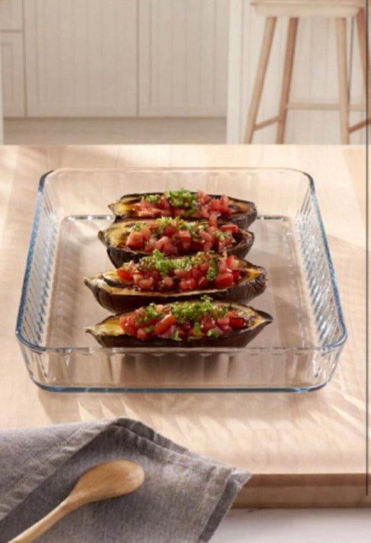 Borcam Hitzebeständiges Glas 40x27cm für Backofen und Mikrowelle - Große Glasschale