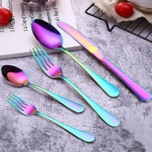 Ernesto Besteck Set 16 PCS Regenbogen Design - Buntes Besteckset für 4 Personen