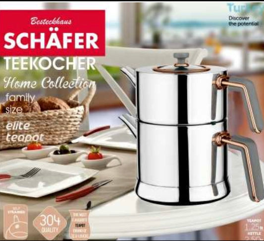 Teekocher Set Schäfer beige/bronze - Teekessel 1,25L + Wasserkessel 2,5L