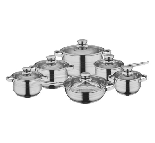 Royalty Line Kochgeschirr Set 12 teilig Edelstahl - Topfset RL-1231 mit Glasdeckeln