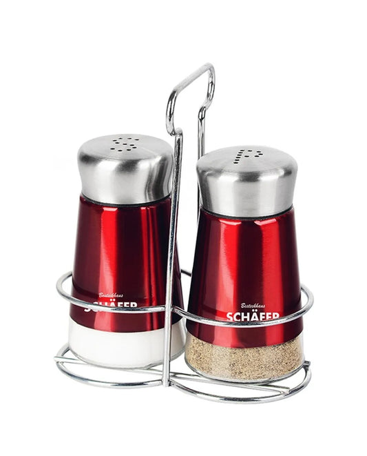 Salz/ Pfeffer Menage Set Metallic Red 3 teilig Schäfer - Elegantes Tischgewürz-Set in Rot