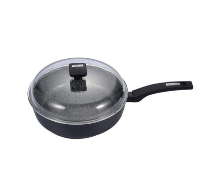 Schmorpfanne mit Glasdeckel 28cm Marble Black Schäfer - Geschmiedetes Aluminium