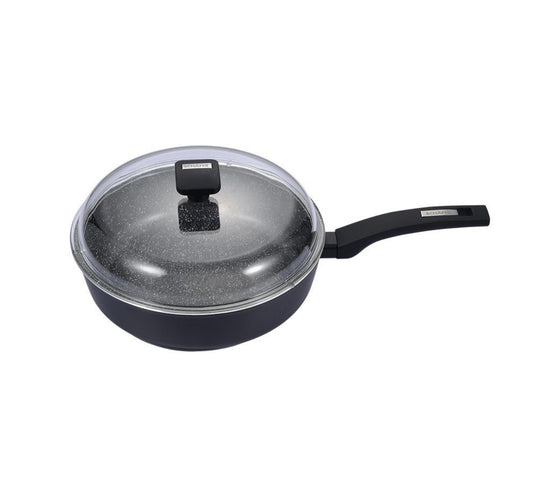 Schmorpfanne mit Glasdeckel 28cm Marble Black Schäfer - Geschmiedetes Aluminium