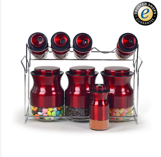 Kräuter und Gewürzregal 9 teilig rot Schäfer - Komplettes Gewürzständer-Set mit Ständer