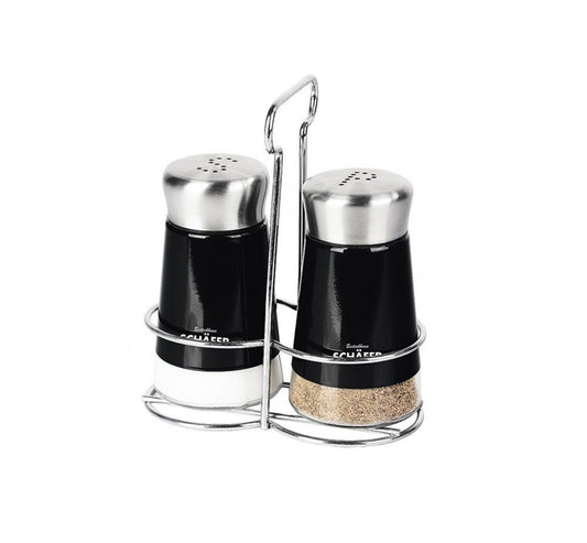 Salz/ Pfeffer Menage Set Metallic Black 3 teilig Schäfer - Elegantes Tischgewürz-Set in Schwarz