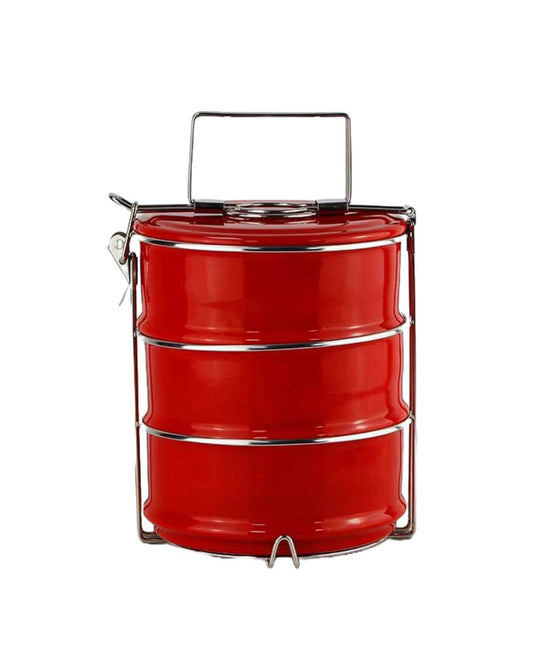 Lunchbox Metallic Red Schäfer - 3-Etagen Lunchbox aus robuster Stahllegierung