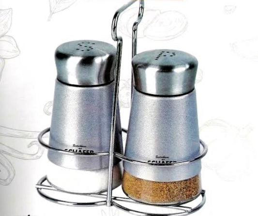 Salz/ Pfeffer Menage Set Metallic Silver 3 teilig Schäfer - Elegantes Tischgewürz-Set in Silber