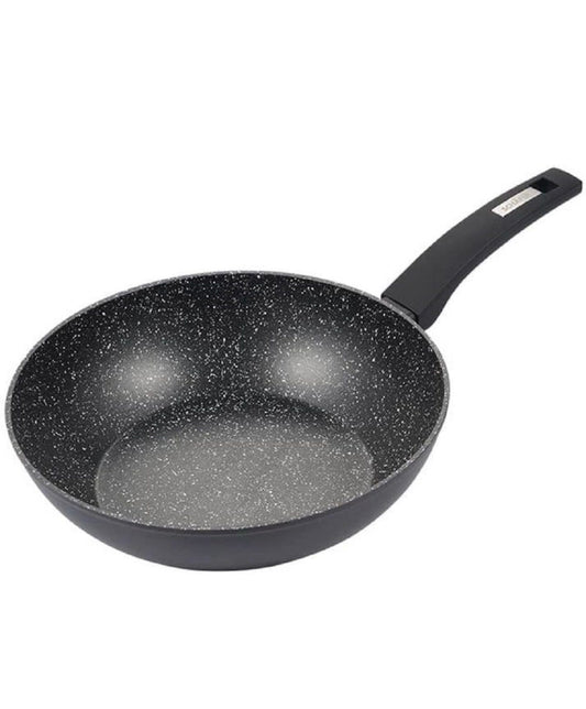 Wok 28cm Marble Black Schäfer - Asiatische Küche in Marmoroptik