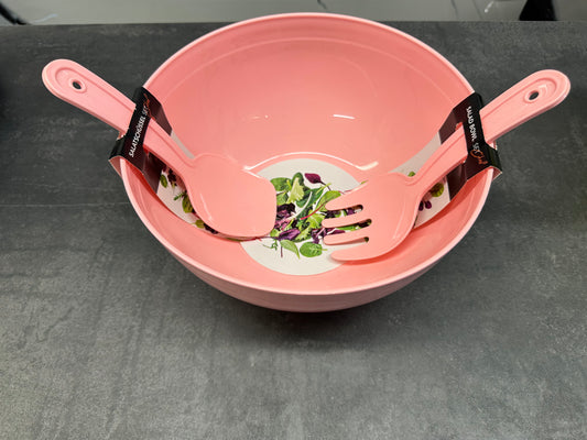 Salatschüssel Set 5,5L mit Besteck Rosa - Spülmaschinenfest von Michelino