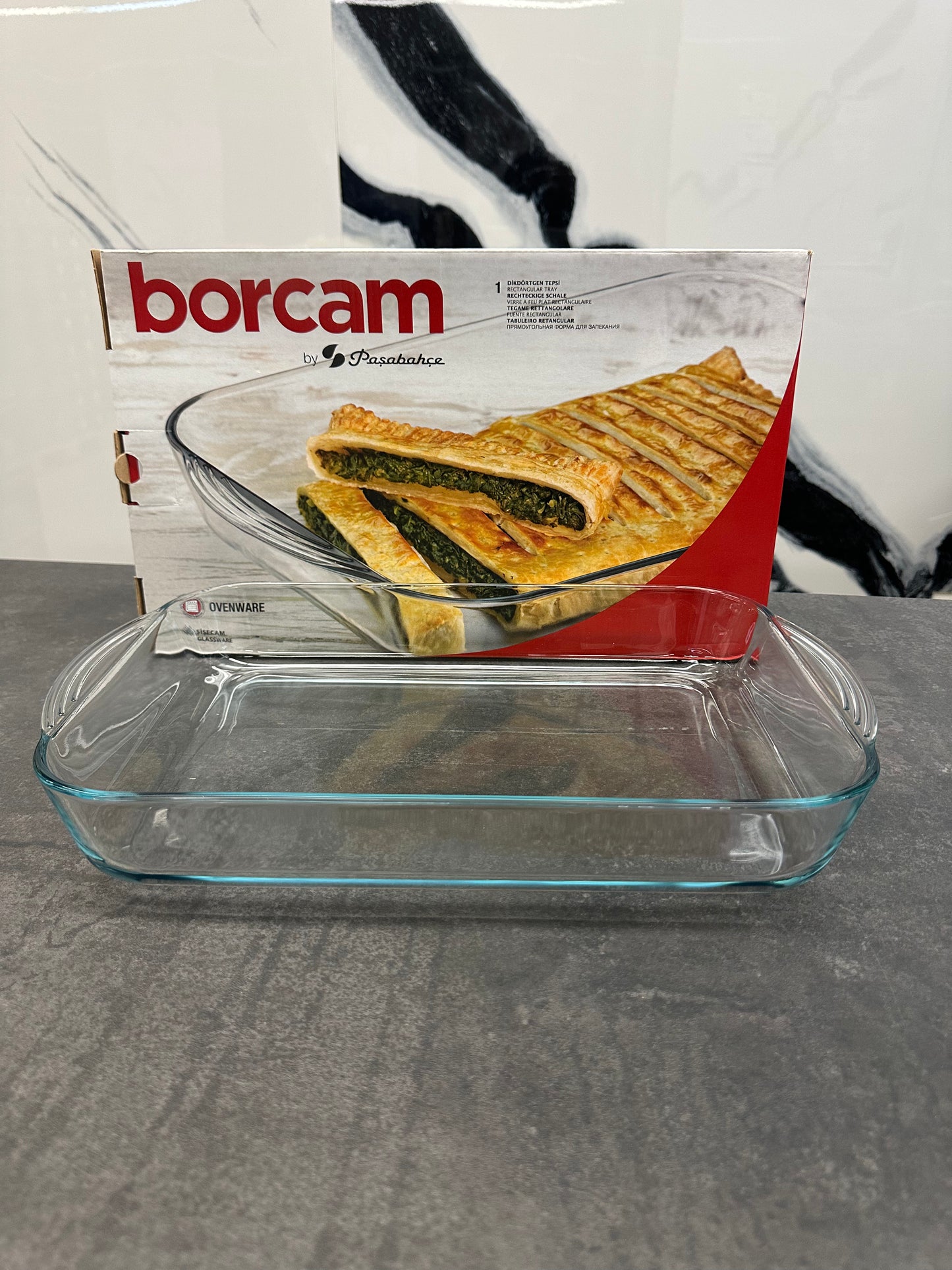 Borcam rechteckige Schale 40x25x6cm - Große hitzebeständige Glasschale