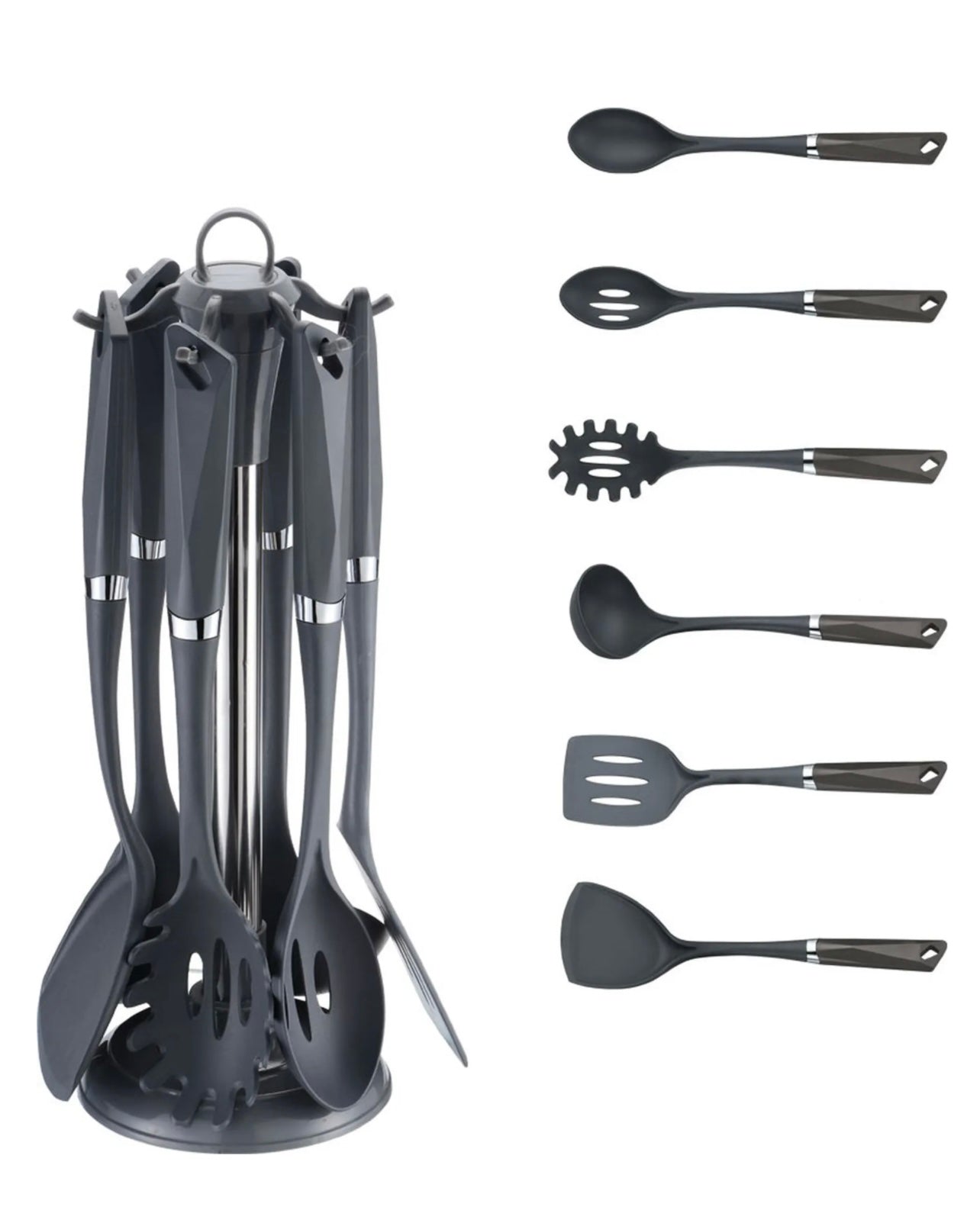 Küchenhelfer Set 7-teilig Michelino grau - Zeitlose Eleganz mit Ständer
