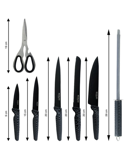 Messerset 8-teilig Michelino carbon - Premium-Set mit Acrylständer