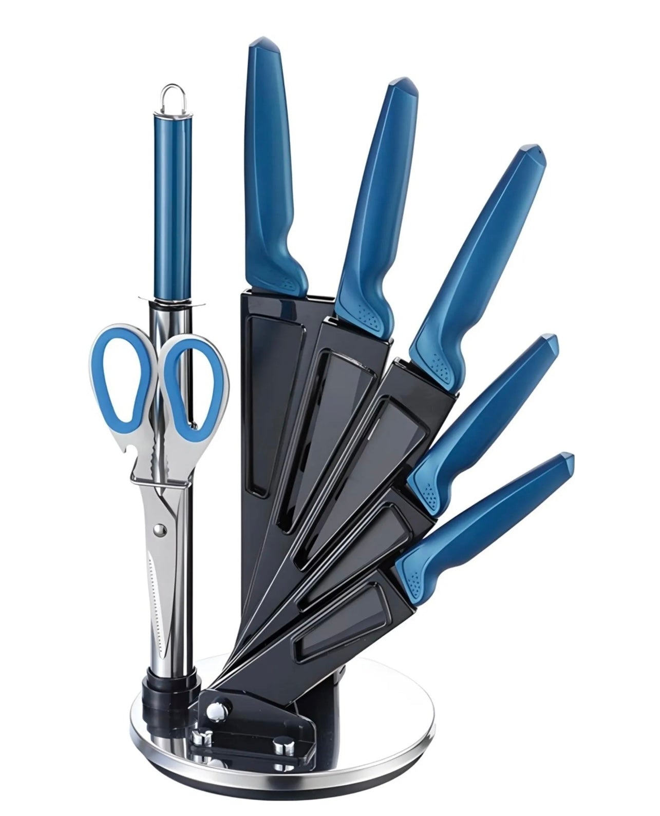 Messerset 8-teilig Michelino blau - Premium-Set mit Acrylständer