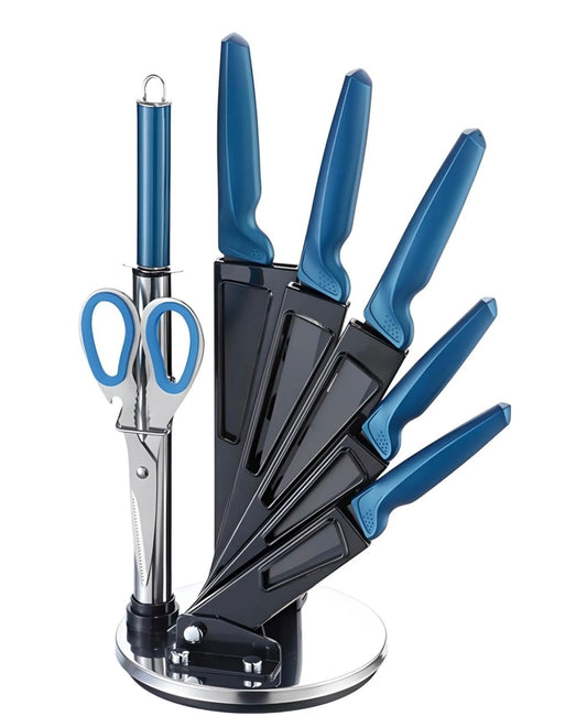 Messerset 8-teilig Michelino blau - Premium-Set mit Acrylständer