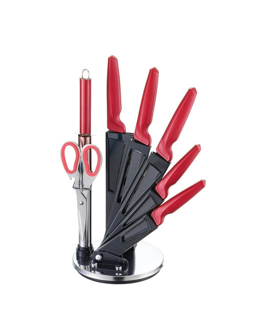 Messerset 8-teilig Michelino rot - Premium-Set mit Acrylständer