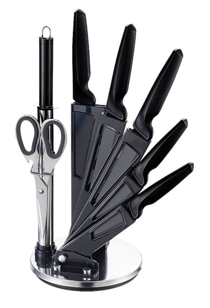 Messerset 8-teilig Michelino schwarz - Premium-Set mit Acrylständer