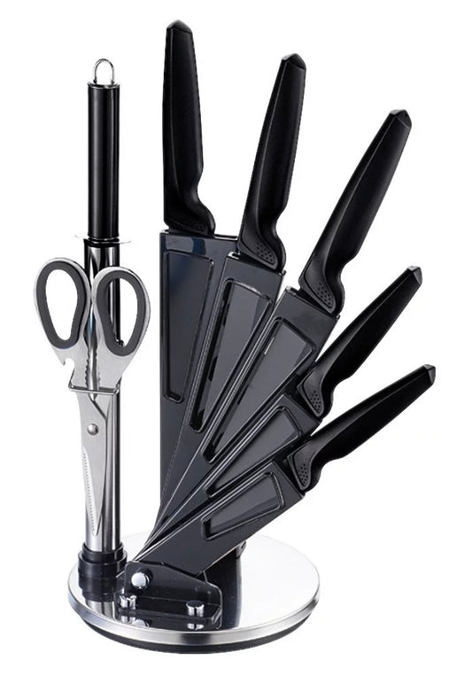 Messerset 8-teilig Michelino schwarz - Premium-Set mit Acrylständer