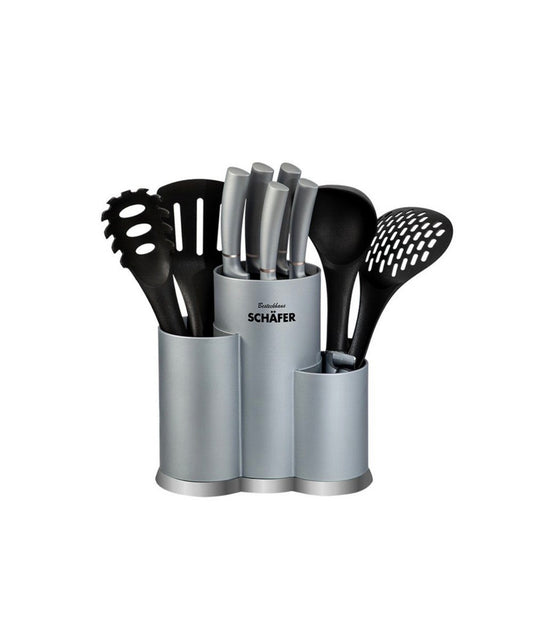 Messerset 10 teilig Schäfer Metallic Silver - Komplettes Küchenmesser- und Helfer-Set