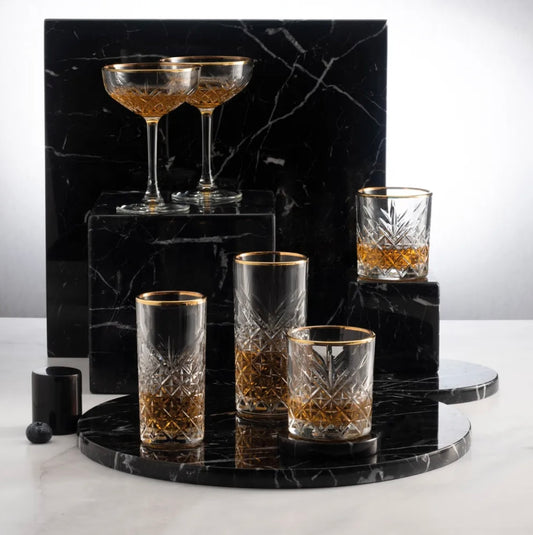 Pasabahce Golden Touch Timeless Cocktailgläser - 4x 255ml mit goldenem Akzent