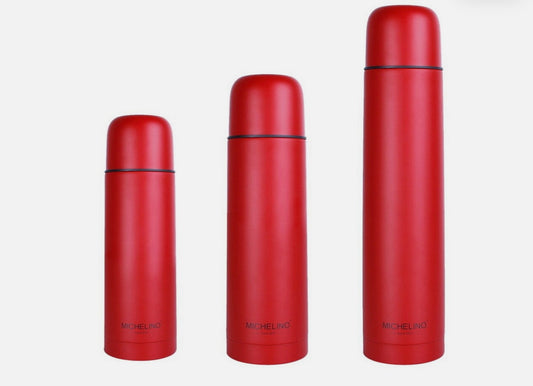 Isolierflasche 0,5L Michelino rot - Kompakte Thermosflasche für unterwegs