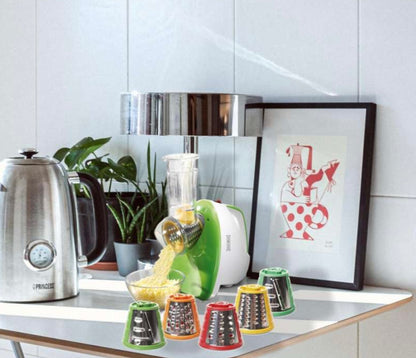 Royalty Line Gemüseschneider 150W - Elektrischer Multizerkleinerer mit 5 Kegeln