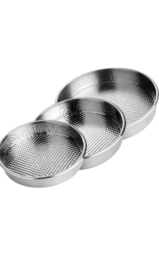 Cigköfte Tepsisi 3 teilig - Rundblech Set aus Edelstahl 37cm, 35cm, 33cm