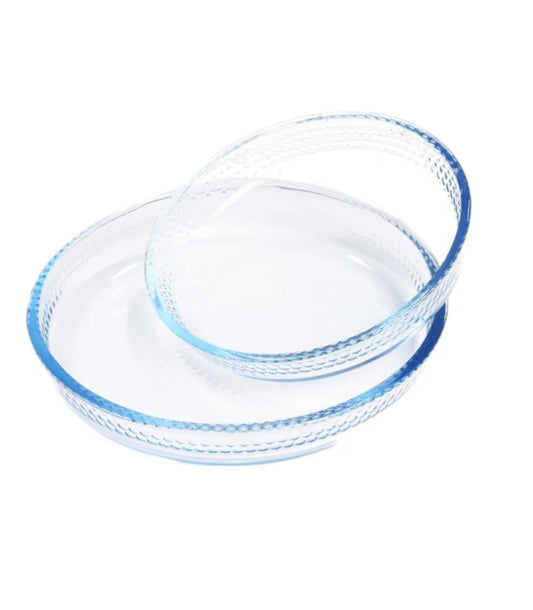 Broart runde Schale 2er Set - Ofengeeignete Glasschalen 26cm & 31,85cm