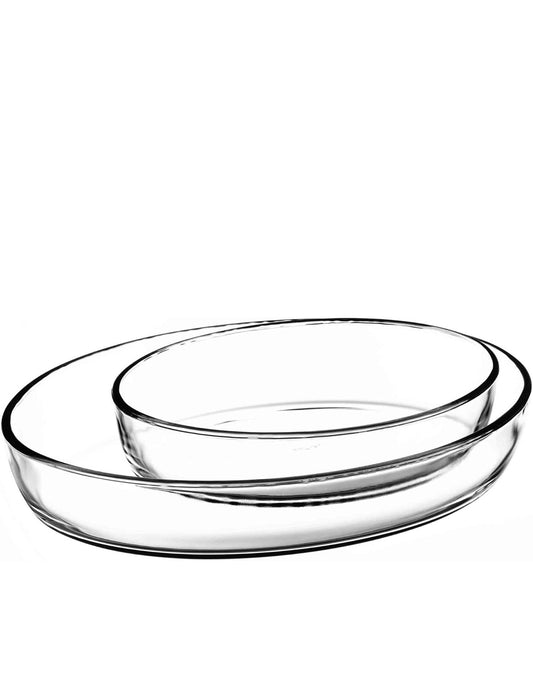 Borcam Ovale Glasschale 2er Set - Ofengeeignete Glasschalen in 2 Größen