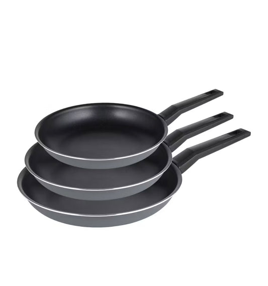 Bratpfannen Set 3-teilig Michelino Lara schwarz - Antihaft hitzeresistent 20/24/28cm