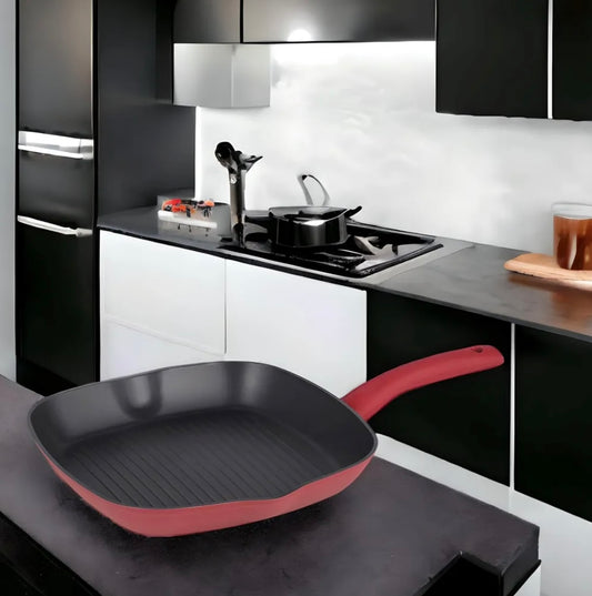 Grillpfanne 24cm Michelino Serie Nora - Aluminium Antihaft mit Grillmuster