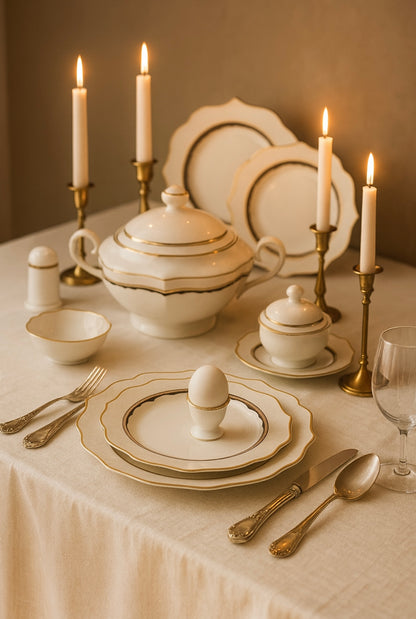 Dinner Set Sara Schäfer 60 teilig - Komplettes Porzellan-Service für 12 Personen